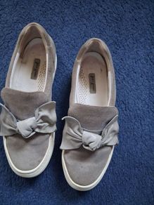 Paul  Green Flat Shoes In Grey Suede