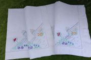 antique Irish linen x 3 tray cloths, table centerpieces, runners