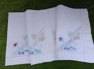 antique Irish linen x 3 tray cloths, table centerpieces, runners