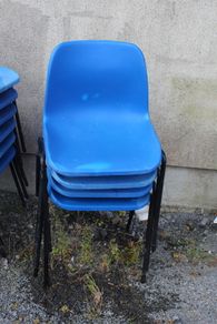 Stackable plastic chairs - blue and orange