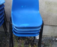 Stackable plastic chairs - blue and orange