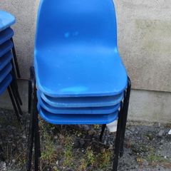 Stackable plastic chairs - blue and orange