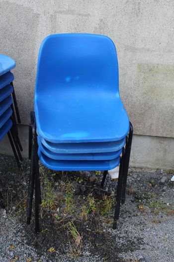 Stackable plastic chairs - blue and orange