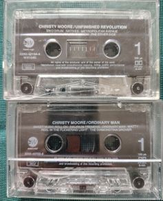 2 x Christy Moore Cassette Tapes - Unfinished Revolution & Ordinary Man NO COVERS VG+