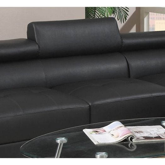 Leather Corner chaise Sofa 262cm black