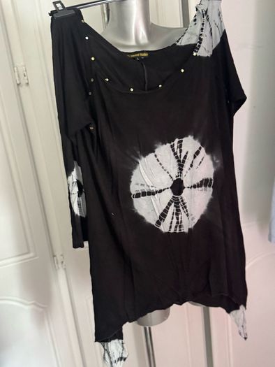 El Zingaro Italiano long line black fancy tunic size L UK14/16 EU42/44 Postage included