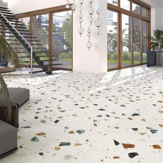 Satin Matt Terrazzo Tiles - 66x66cm