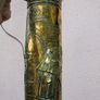 Vintage Embossed Brass Vase Pitcher, Embossed Belgium Brass Vase Jug 13,3" Image 2