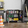 Metal Storage Cabinet with Wheels, Rolling Storage Cabinet with 2 Doors and Adjustable Shelves, Pegboard and 4 Hooks, Suitable for Garage, Home, Office, School, Black Image 3