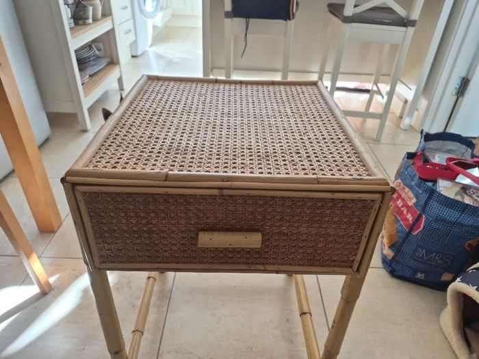 Vintage Bamboo and cane Bedside locker