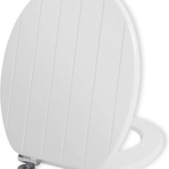 White Wooden Toilet Seat Antibacterial Adjustable Hinges Toilet Seat Fits Never Slips for Bathroom with Soft Close and Quick Release for Easy Clean and Assembly (Soft Close, White)