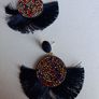 Navy Multi Coloured Crystal Fringe Disc Earrings Image 2