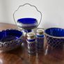 Vintage Cobalt Blue Glass & EPNS Tableware / Condiment Set Image 3
