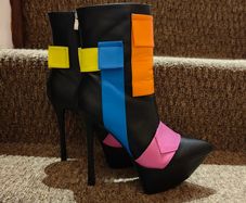Funky Colourful Ankle heel boots, size 6