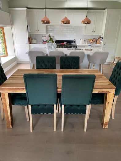 Forest Green Velvet Deep sprung Dining Chairs  x6
