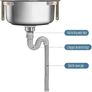 Small Kitchen Sink, Single Bowl Stainless Steel Sink for Undermount and Flushmount Intallation Reversible Drainer with Waste Pipes Clips (Color : Silver, Size : A(37x32cm) Image 4