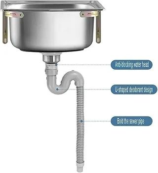 Small Kitchen Sink, Single Bowl Stainless Steel Sink for Undermount and Flushmount Intallation Reversible Drainer with Waste Pipes Clips (Color : Silver, Size : A(37x32cm)