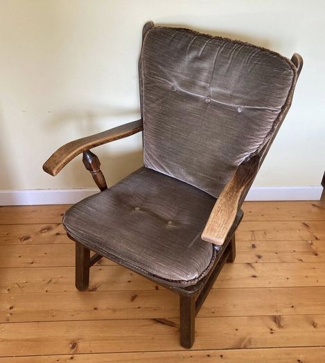 Classic Vintage Upholstered Armchair | Solid Wood Frame