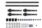 8FT Double Door Splicing Carbon Steel Barn Door Rollers Hanging Rail Kit Sliding Door Rail Hardware Hanging Track Pulleys