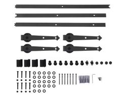 8FT Double Door Splicing Carbon Steel Barn Door Rollers Hanging Rail Kit Sliding Door Rail Hardware Hanging Track Pulleys