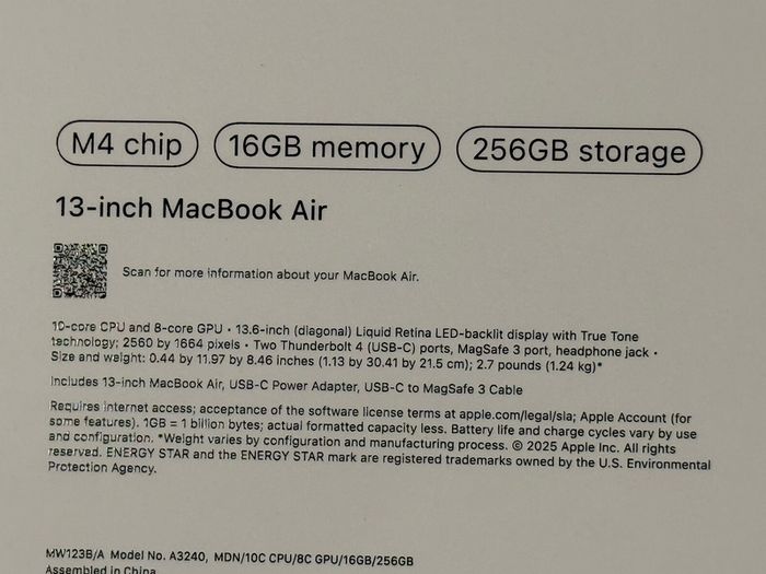 Macbook Air 13-inch 16/256gb (m4 2025) IRISH STOCK Brand New Sealed 1 Year Apple Warranty Silver/Midnight /starlight Colour Receipt