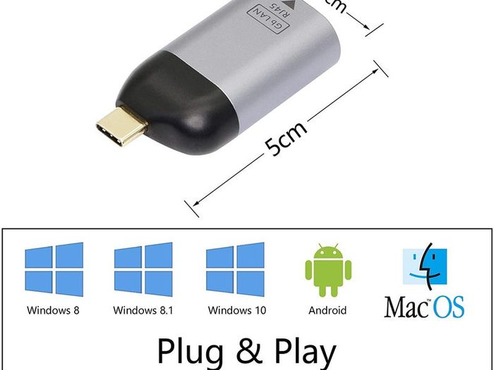 USB-C Compact External Gigabit (1000Mbps) Ethernet/Network Card Adapter Gold-Plated/Aluminum-Alloy Adapter (Brand New/Warranty)