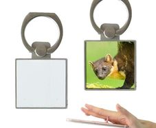 Square phone ring holder - Silver photo gift present
