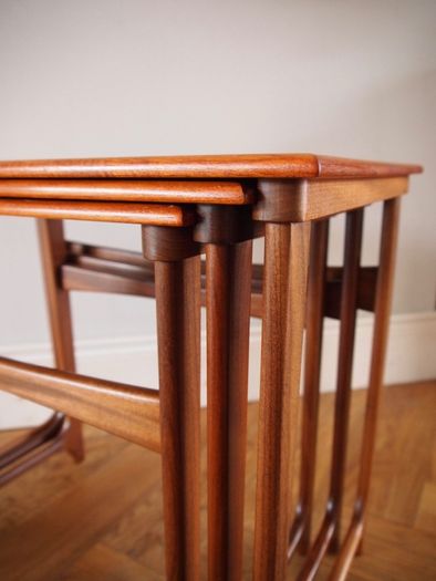 Danish Mid Century Modern Teak Nest Of Tables / B.C. Mobler, Vejle, Denmark, Vintage 1960s