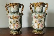 Victorian pair of majolica vases
