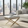 Modern Velvet Ottoman with Metal Frame, Upholstered Bench Image 2