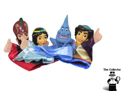 Vintage Style Aladdin Jafar Princess Jasmine And Genie Hand Puppets All In Very Good Condition