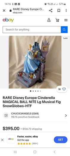 RARE Cinderella Disney Snow globe