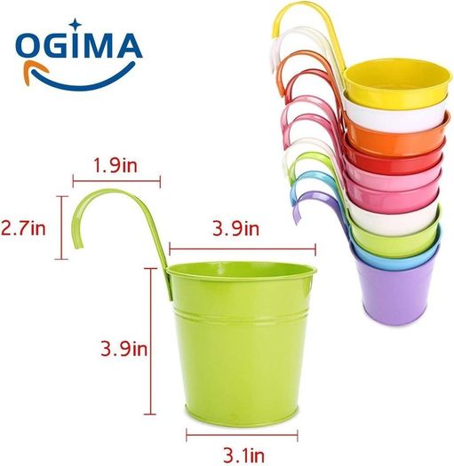 10 x Metal Iron Flower Pot Vase Hanging Balcony Garden Planter Home Decor
