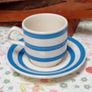 Blue and White Stripe Cup and Saucer Duo Image 4