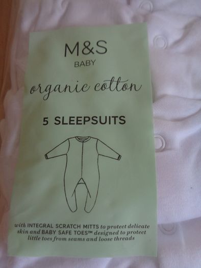 M&S Organic Sleepsuits x 5 for Sale