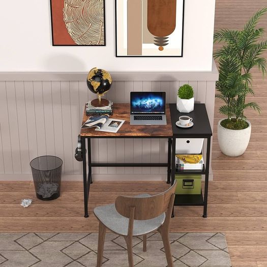 Computer Desk With Bookshelf PC Study Writing Desk ,Working with Storage Shelves, Desks & Workstations for Home Office Bedroom, 100x50x75cm