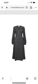 Lollys Laundry Check Midi Dress Sz 6UK 2US XS Black Long Sleeve Casual Classic