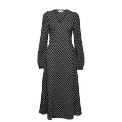 Lollys Laundry Check Midi Dress Sz 6UK 2US XS Black Long Sleeve Casual Classic