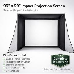 Golf simulator enclosure and impact screen