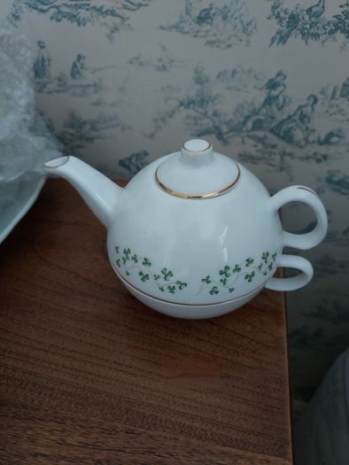 Vintage Royal Tara Trellis Shamrock One Person Teapot and Cup