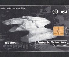 1998 Malta Antonio Sciortino Speed (Gemplus - GEM1A (Symmetric Black)) Phone Card