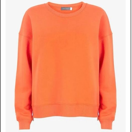 Mint Velvet Orange Side Zip Sweatshirt Cotton Blend  Size M