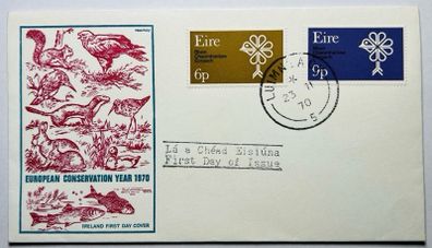 Ireland 1970 European Conservation Year Fdc Envelope Eire 2 X Irish Stamps Set