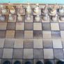 Vintage Folding Wooden Travel Chess Set With Hand Carved Pieces 13" x 13" Image 3