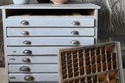 19th Century Wooden Printers Cabinet