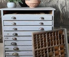 19th Century Wooden Printers Cabinet