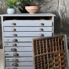 19th Century Wooden Printers Cabinet