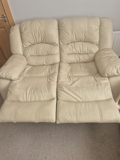 Cream Leather Sofa