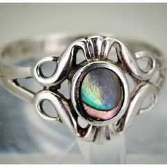 Sterling Silver Abalone Shell Size 0 1/2 Eu 54.7