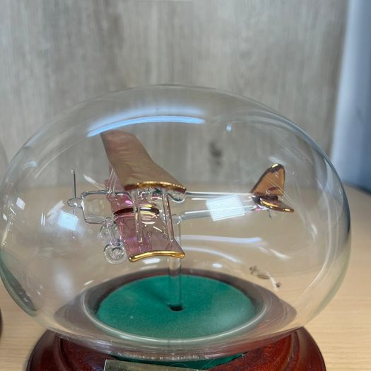 Vintage Northumbrian Glass Tiger Moth and Spitfire Glass Plane Ornament
